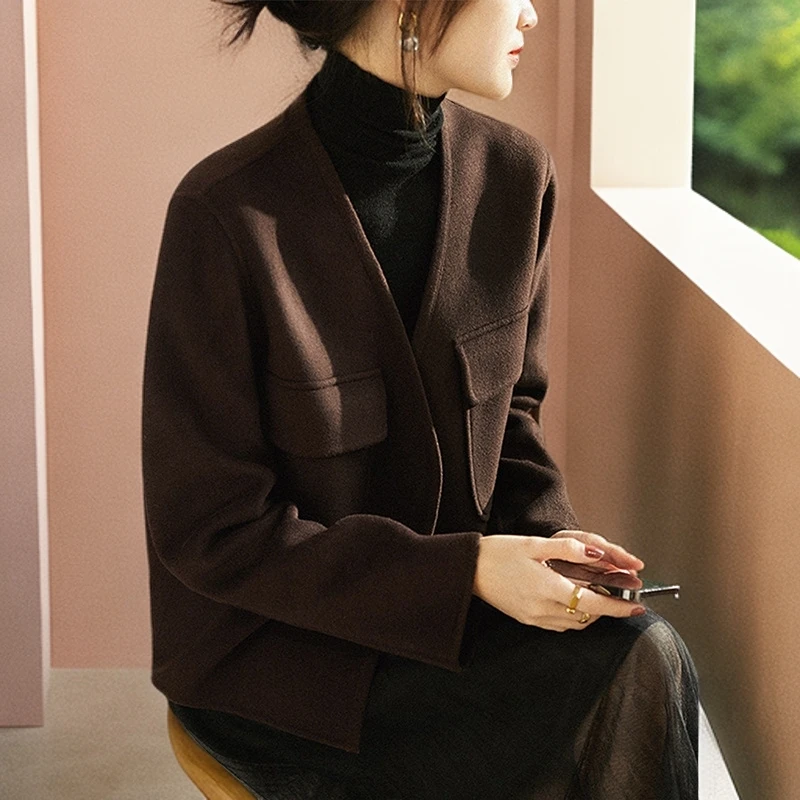 复古感小个子毛呢女新款春秋上衣呢子外套2024年轻奢气质名媛