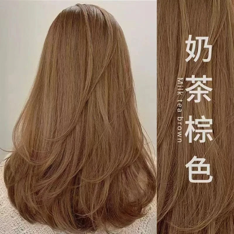 小鱼海棠推荐奶茶棕色染发膏突然植物纯不伤发2024流行色在家染发