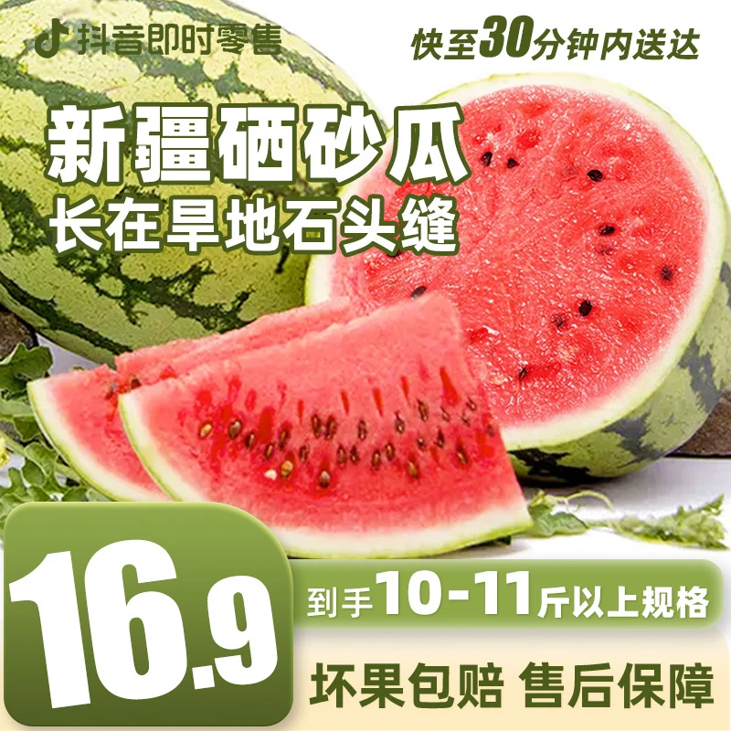 【半小时达】10-25斤正宗新疆头茬硒砂瓜，个头硕大肉质爽口甘甜多汁自然生长红壤解渴凉快坏果包赔