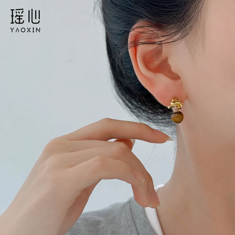 铜合金YX-2185 绳结耳钉女简约小众设计感气质