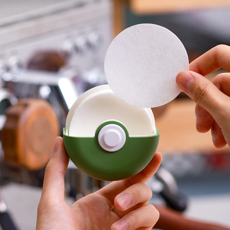 摩者咖啡滤纸收纳盒摩卡壶圆形手柄滤纸防潮防水便携式壁挂储存盒