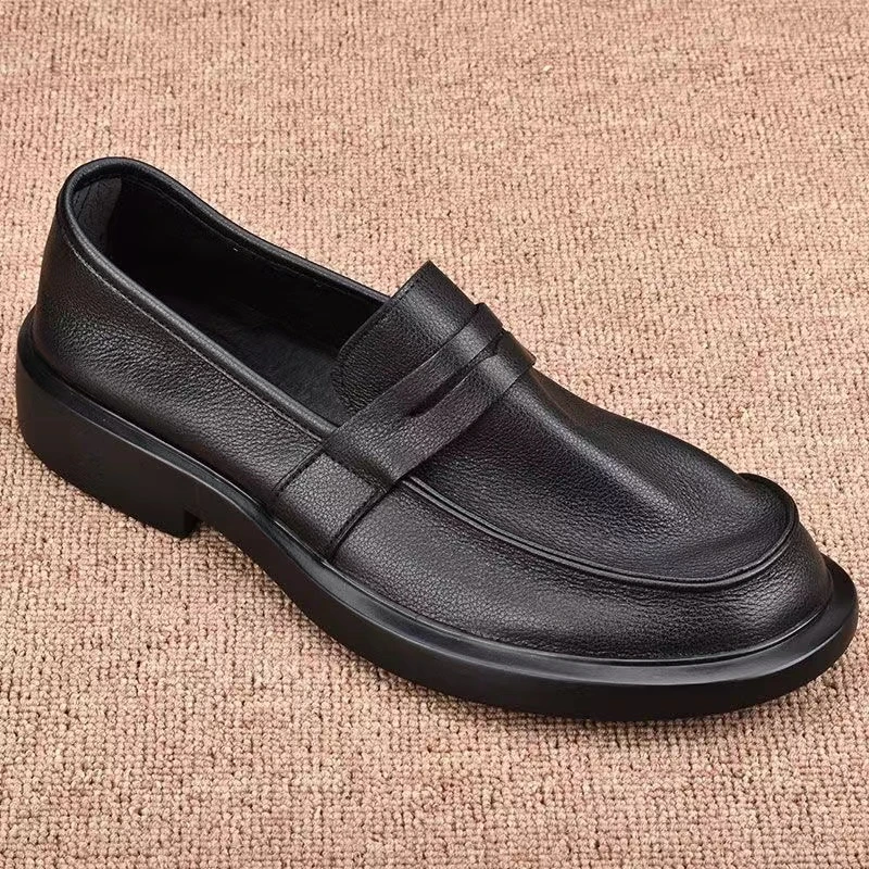 外贸乐福鞋男真皮夏季透气软面商务休闲皮鞋套脚软底单层牛皮男鞋