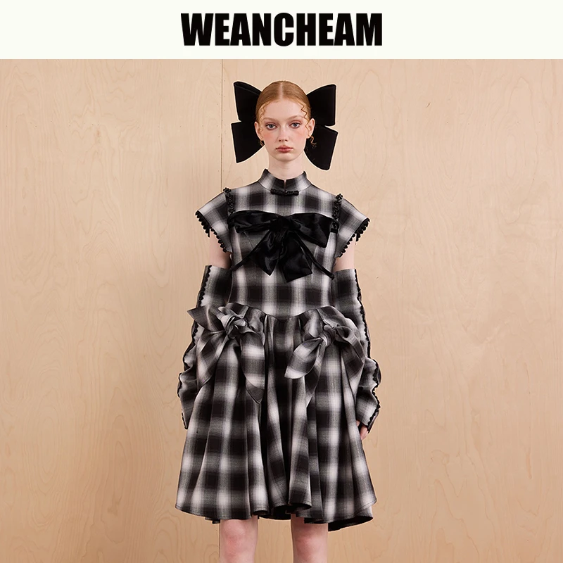 WEANCHEAM未未姆山寅书院系列高智淡人长款旗袍式衣服W14QDD002