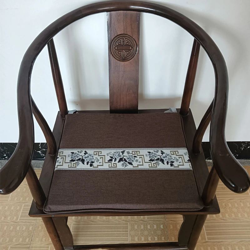 新中式茶椅圈椅高弹海绵坐垫防滑可拆洗四季通用餐椅红木沙发坐垫