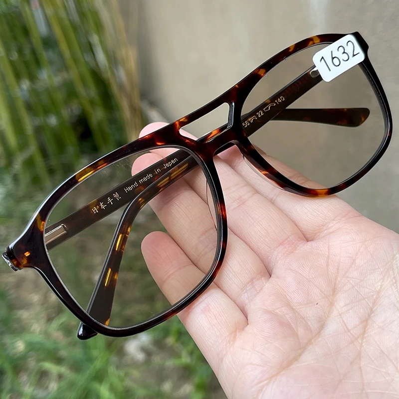 带棉带石纹 冰糖色纯天然茶水晶石头眼镜 全框板材小方圆平光镜