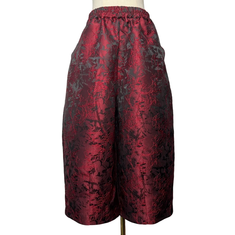 红熹潮111-1黑/白/红】秋季时尚中老年休闲宽松中式显瘦遮肉茧型裤