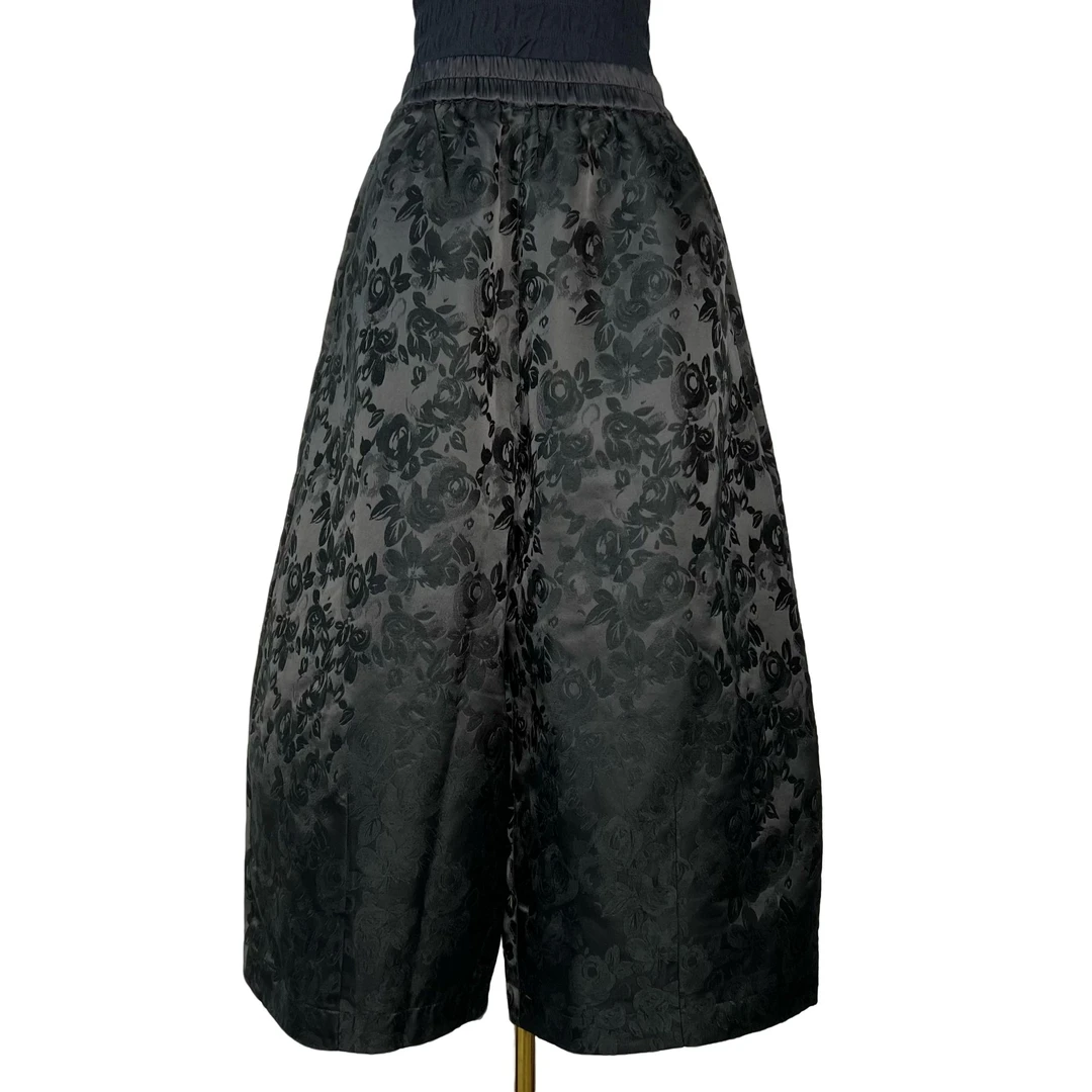 【红熹潮072黑色/朱红色裤子】时尚休闲百搭双层提花春秋季宽松裤子