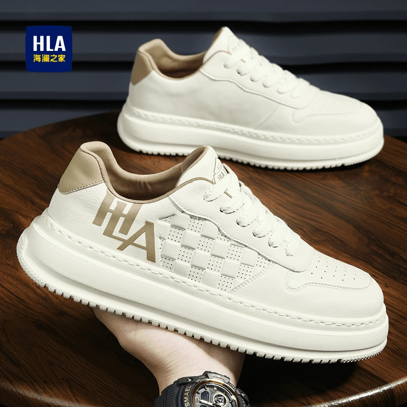 海澜之家男鞋2025新款小白鞋秋季透气冲孔欧洲站厚底潮牌休闲板鞋