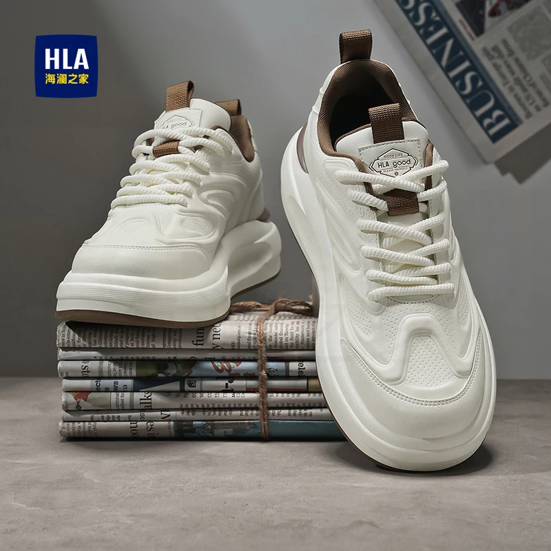 HLA/海澜之家新款秋冬运动潮流厚底休闲板鞋增高百搭男士小白鞋