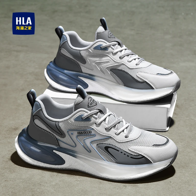 海澜之家男鞋2025爆款夏季潮流拼接透气网面增高运动鞋跑步休闲鞋