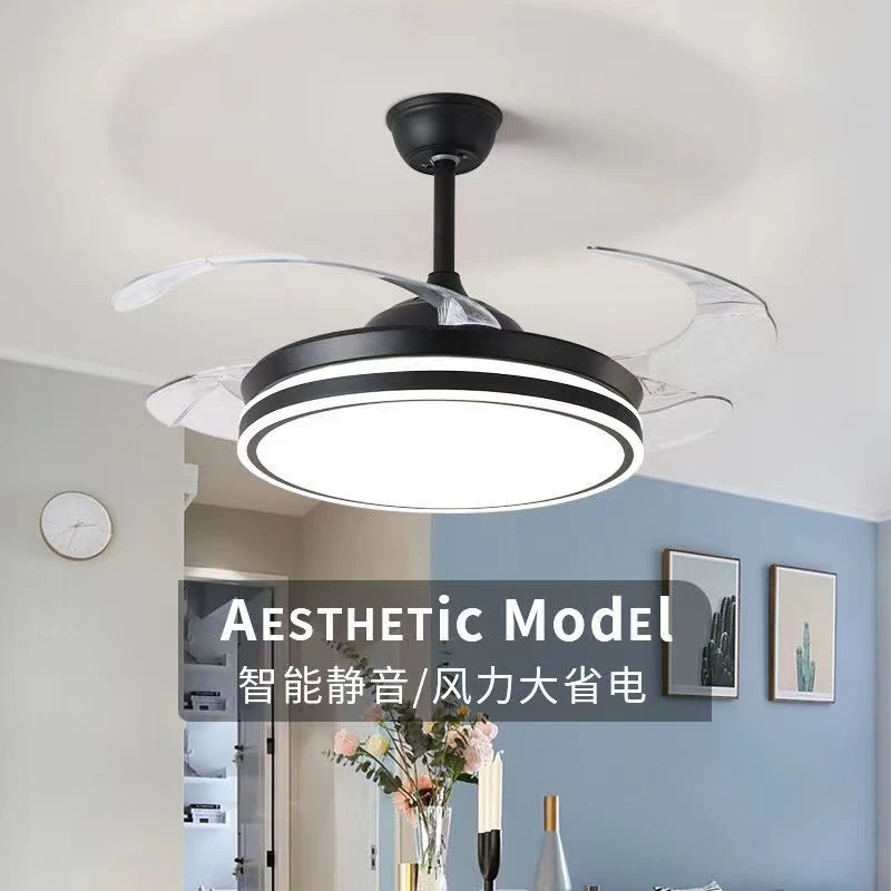 隐形餐厅多功能灯扇一体餐厅风扇灯卧室家用现代卧室轻奢遥控灯具