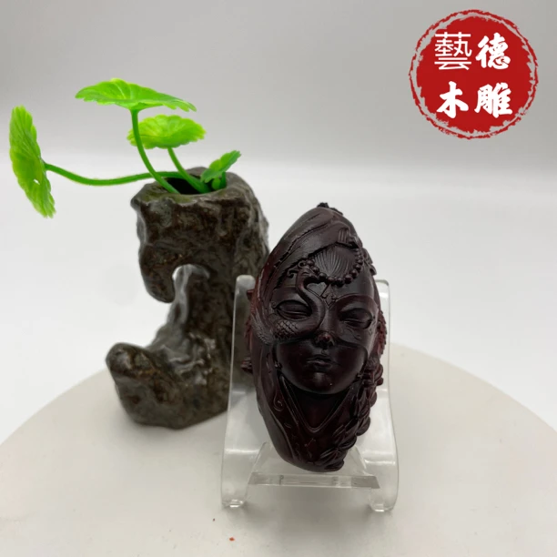 非洲小叶紫唐楼兰美女手把件木雕汽车雕刻挂件工艺品长7cm