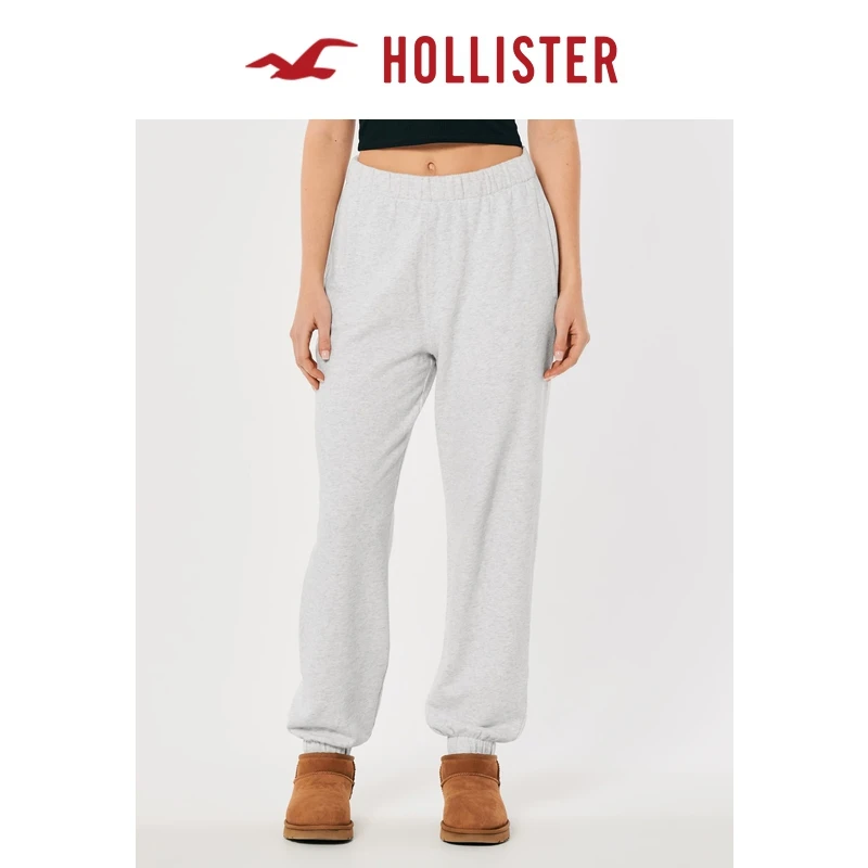 Hollister裤子舒适抓绒老爹慢跑休闲束脚运动长裤 女 326271-1