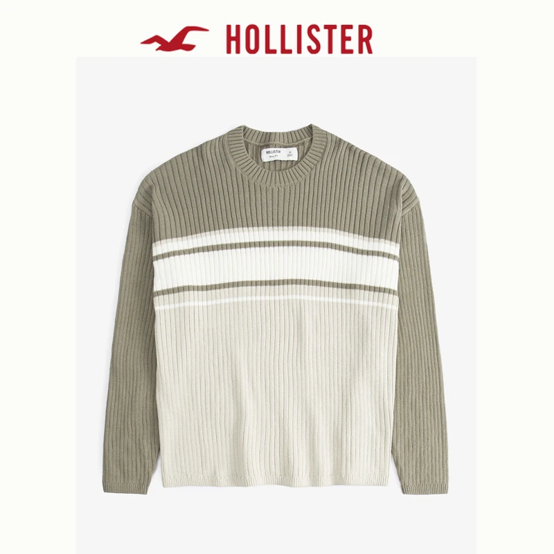 Hollister25春款美式撞色条纹套头针织衫毛衣男装320-5027