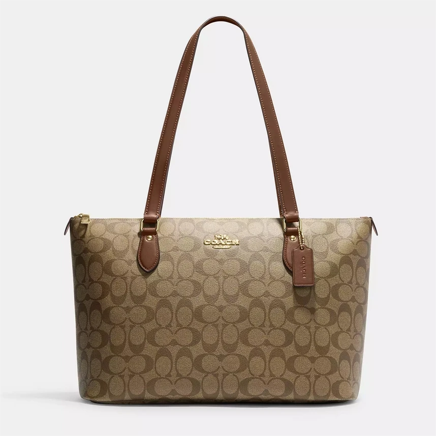 COACH/蔻驰Gallery Tote系列 深卡其色 经典老花手提托特包