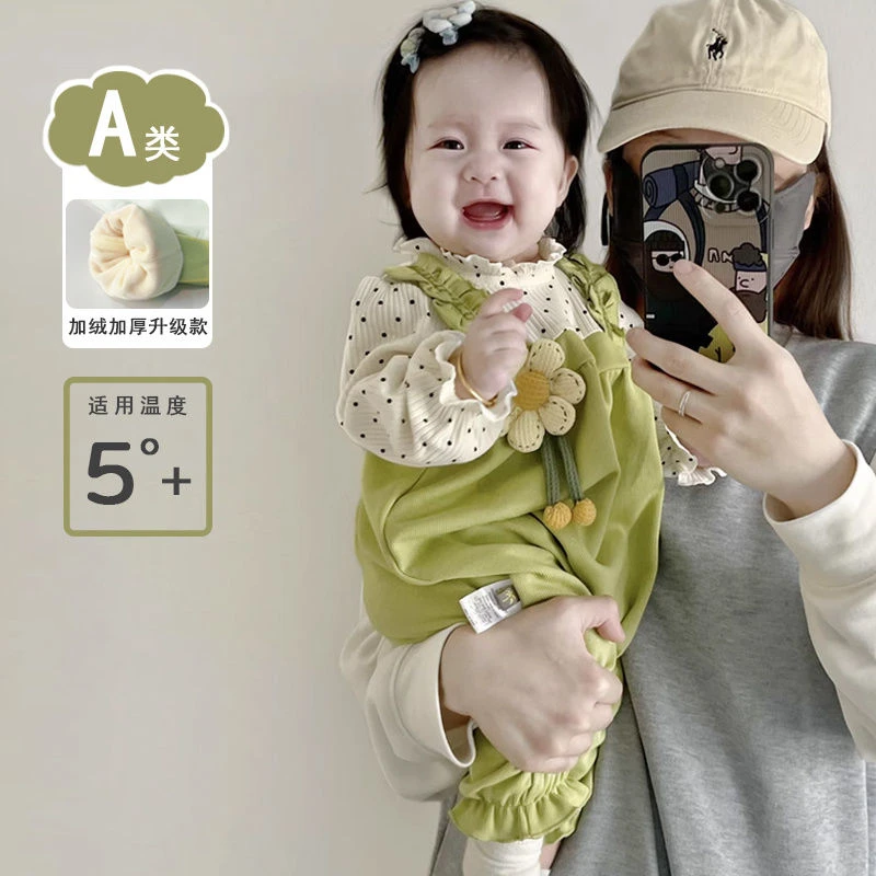 宝宝秋装衣服洋气超萌可爱花朵包屁衣婴儿秋季连体衣长袖外出哈衣