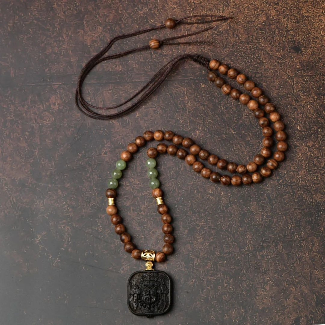 非金属木质项链 扎基梨花木质串珠可调节项链