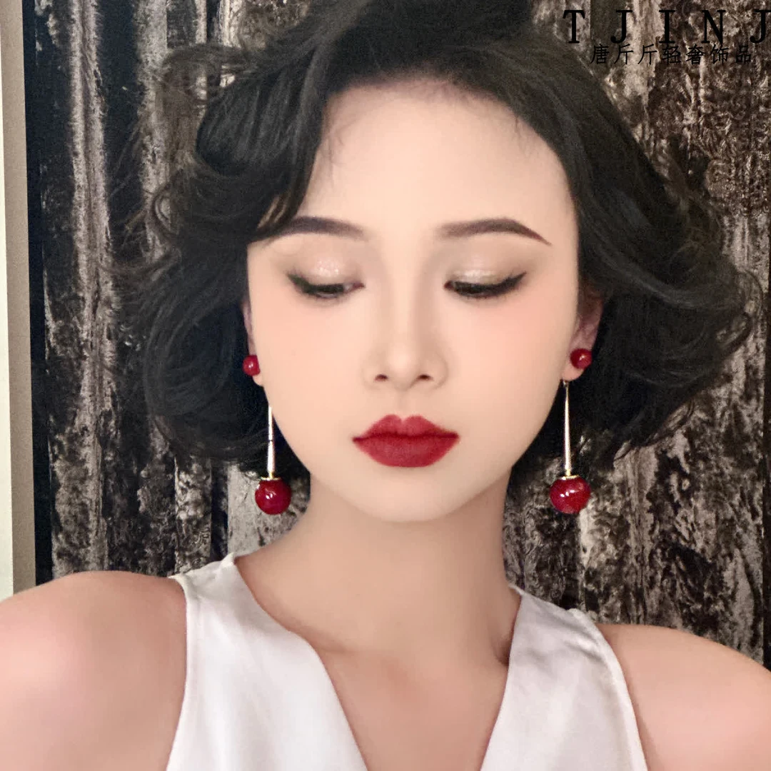 铜合金耳饰 【都市主角】高级感贝珠耳饰轻奢风前后两戴长款