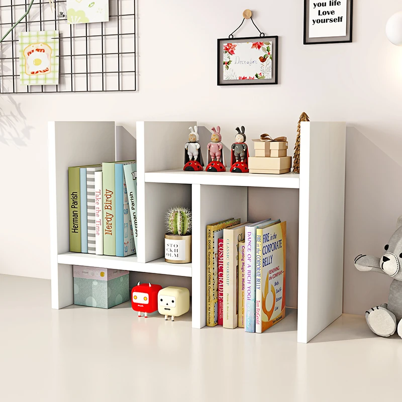 简易书架书桌面置物架学生宿舍书柜收纳整理架书房简约收纳架伸缩