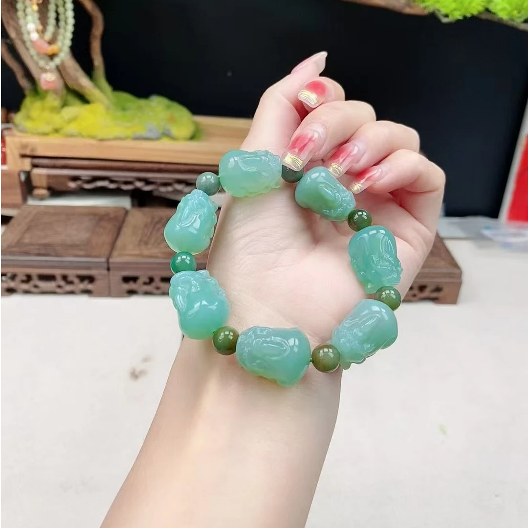 【春姐珠宝】天然绯红盐源玛瑙貔貅手串