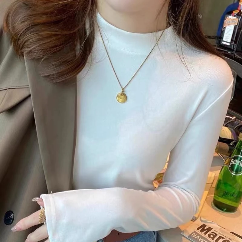 【清仓小立领加绒款】280g高弹力9911金品绒加厚抓毛修身秋冬打底衫