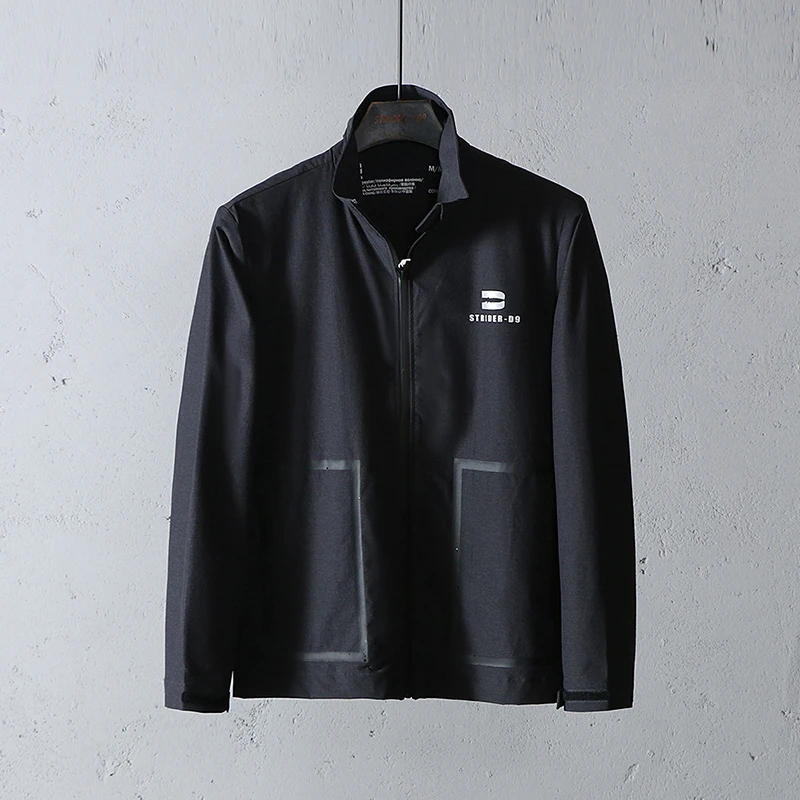 D99066城市户外高弹轻薄夹克男士春季防泼水压胶口袋宽松立领外套