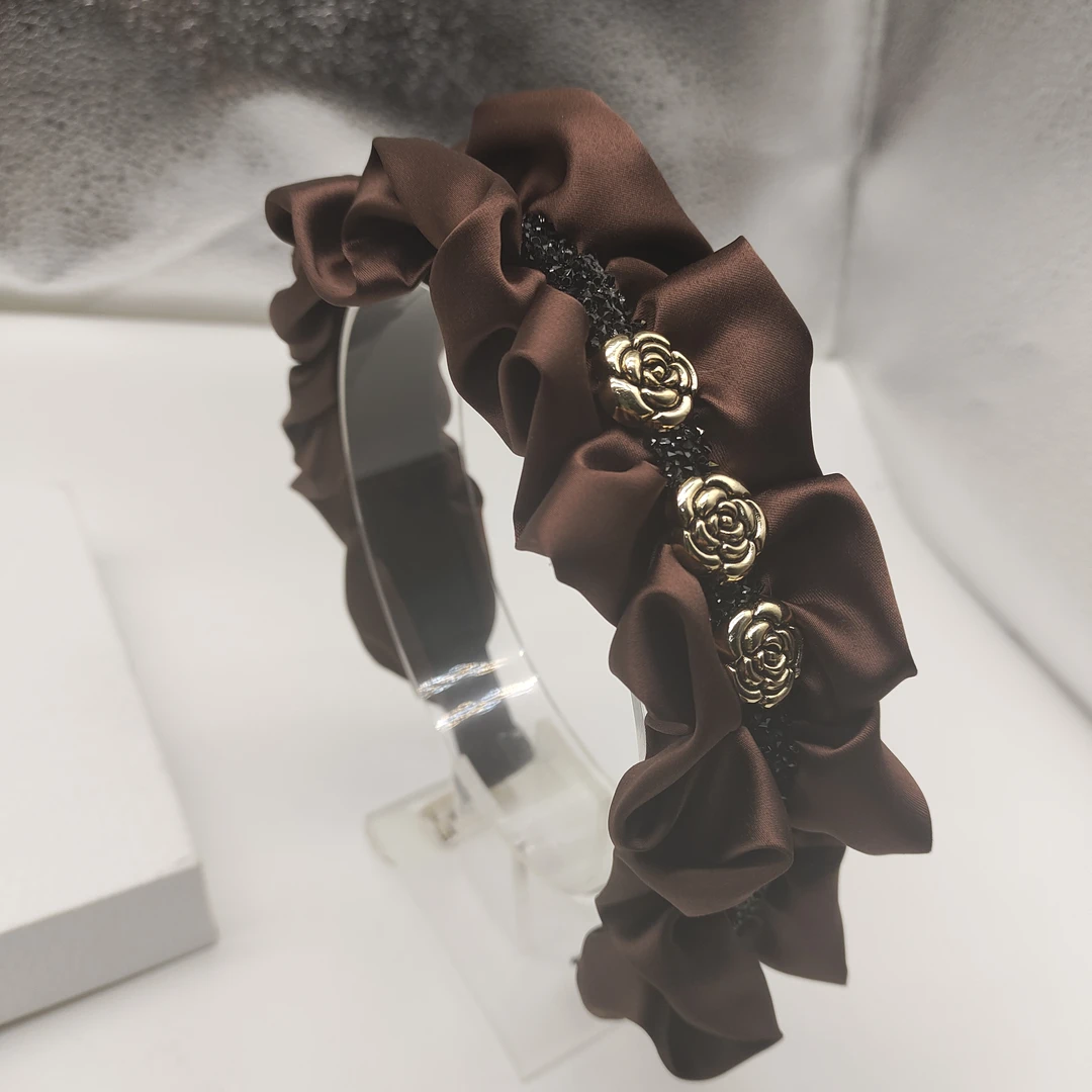 A-334法式花苞造型山茶花高颅顶显脸小高级气质百搭款发箍头箍