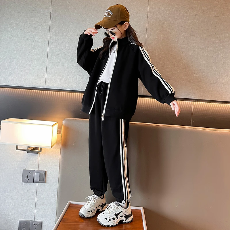 女童套装春秋装爆款儿童休闲两件套中大童爆款6-12岁运动炸街洋气