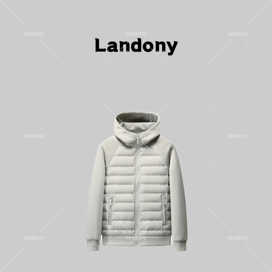 Landony迪系列拼接冬季连帽羽绒服男款cleanfit