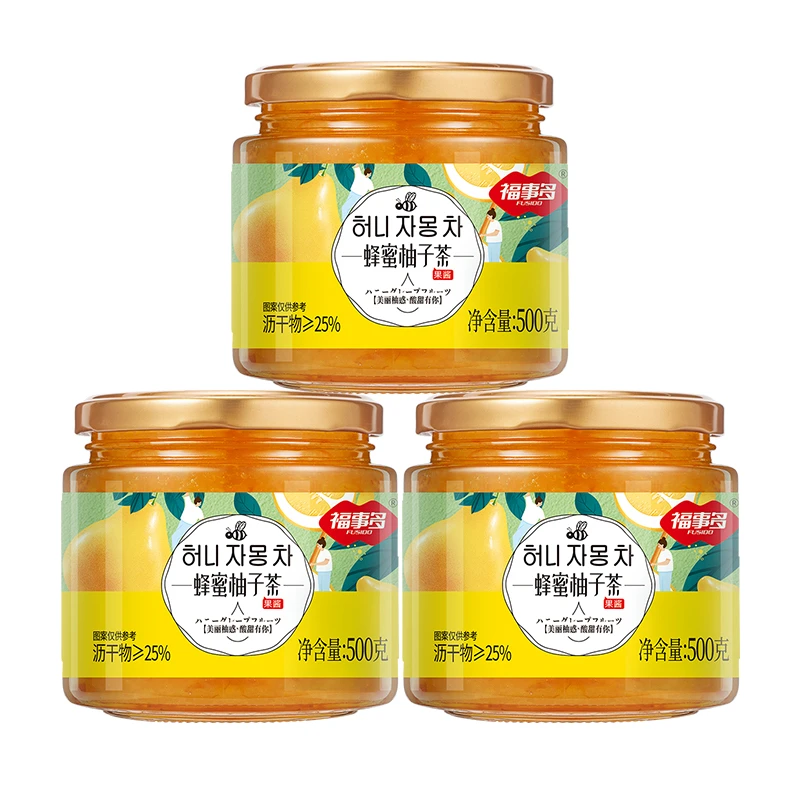 福事多蜂蜜柚子茶500g*3罐装组合冲饮果酱即冲即饮果茶冲泡新鲜dr