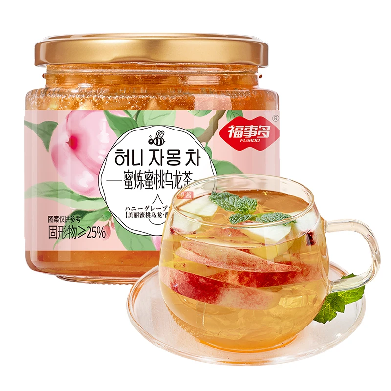 福事多精选蜜炼蜜桃乌龙茶500g罐冲饮果味即饮好喝好滋味食用冲泡