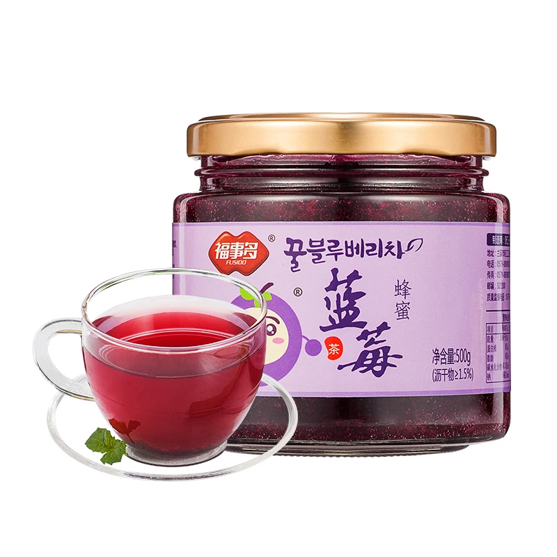 福事多酸甜营养蜂蜜蓝莓茶500g罐装果味冲泡饮品花果茶健康饮早茶