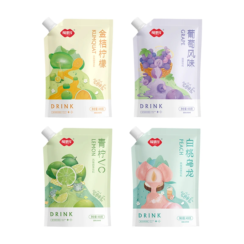 【商城】福事多金桔青柠葡萄白桃粉果味固体饮料400g/袋速溶冲水喝