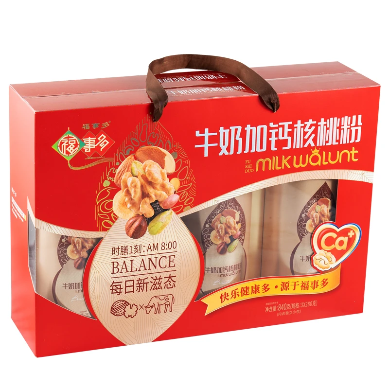 福事多牛奶加钙核桃粉/中老年加钙燕麦片/大枣枸杞莲子羹840g礼盒