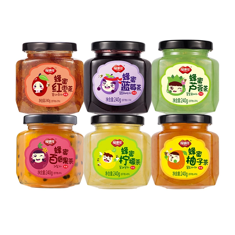 福事多酸甜蜂蜜百香果冲饮柠檬蓝莓茶240g罐装果味冲泡饮品花果茶