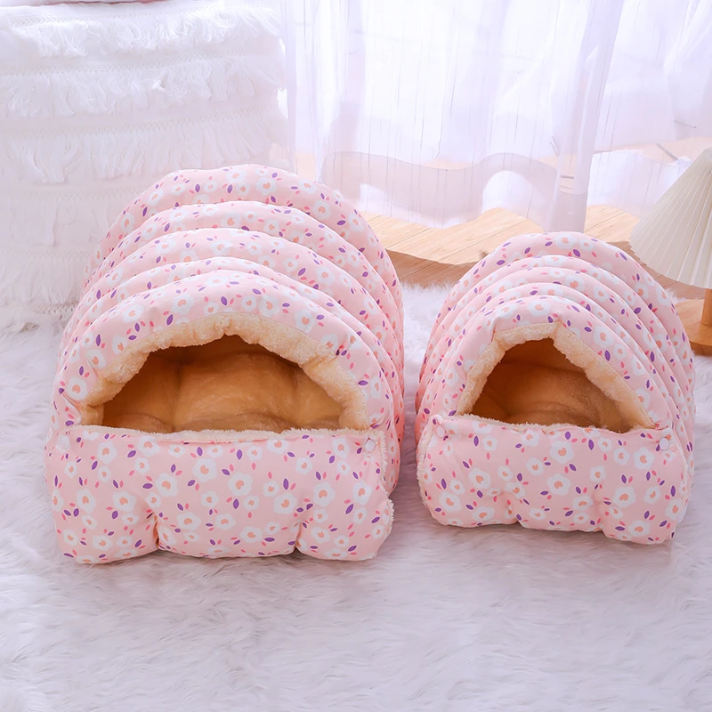 猫窝可拆洗猫房子封闭式猫床冬季保暖猫睡袋加绒加厚小型犬狗窝床
