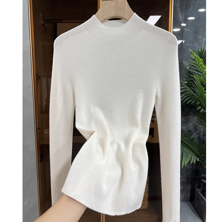 美娅MY 轻奢品质杨子纱 18针精纺羊毛立领打底衫