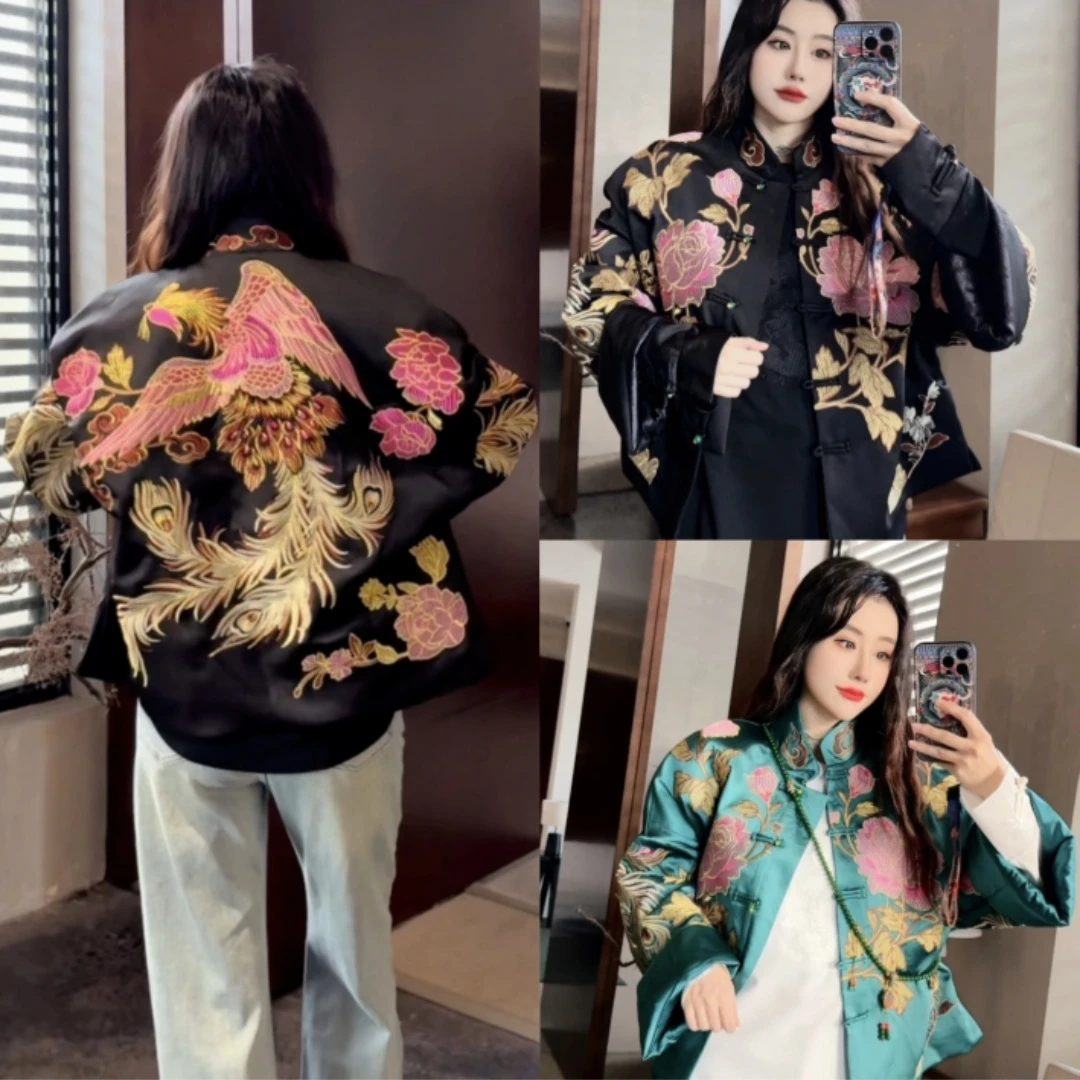 b3235 【花开富贵】CC推荐 新中式轻奢重工刺绣复古盘扣外套