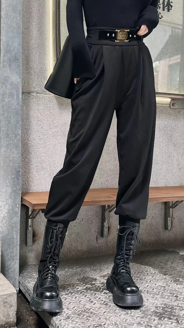 x2886 CC推荐 金属件装饰小脚辣妹风萝卜裤