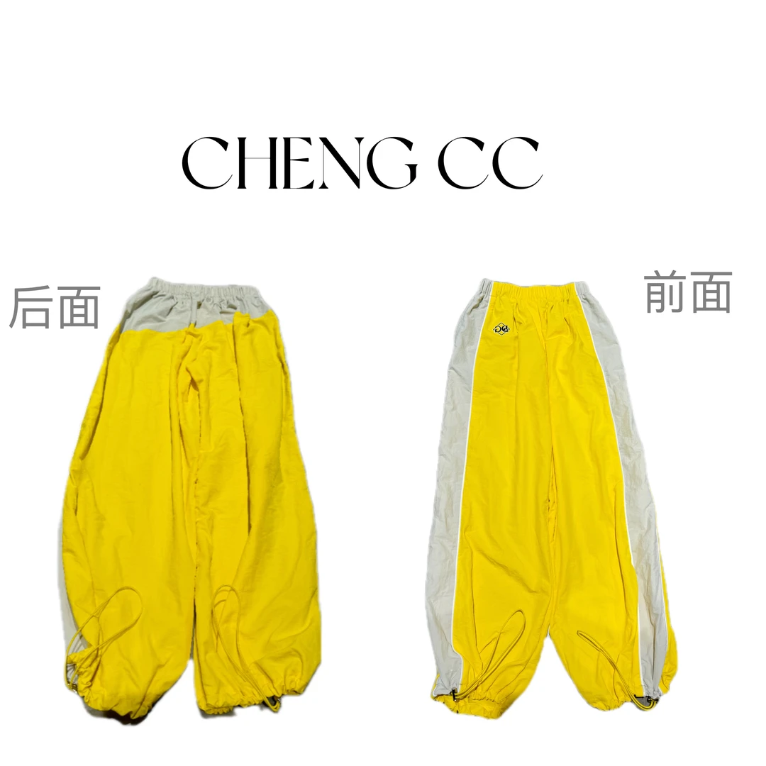 p4129 CC推荐 夏季薄款黄色裤子美式工装裤