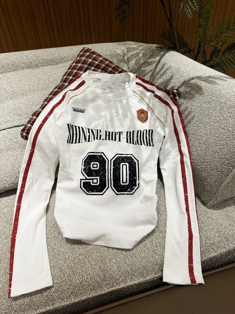 f4395 2024秋冬 美式复古字母秋季运动球衣