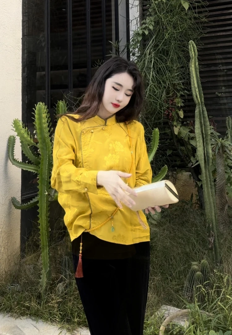 b3164【只能干洗】CC推荐 新中式盘扣国风贵妇上衣