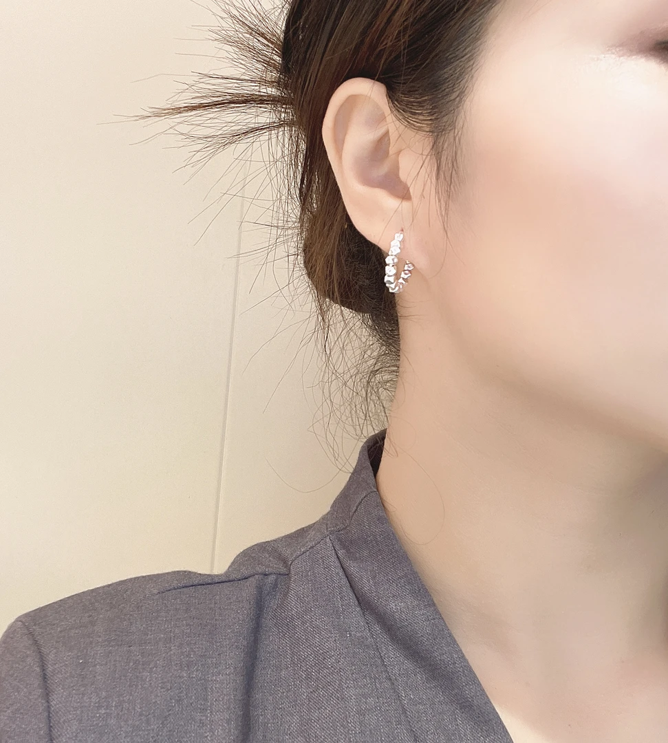 925银耳饰 纯银碎碎银耳环女日韩简约新款耳圈个性气质耳饰ins