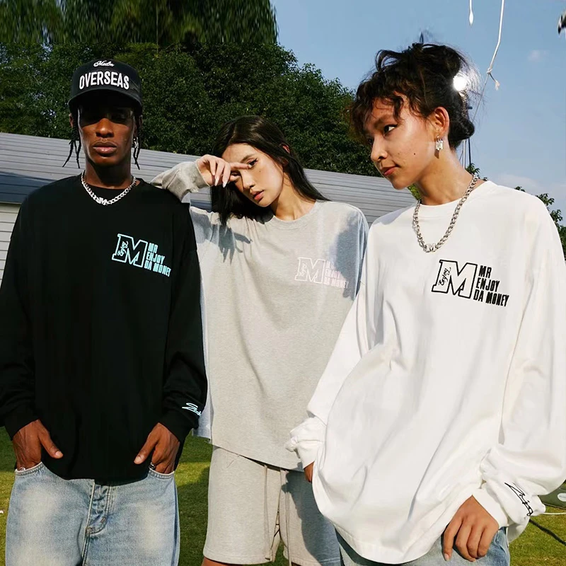 【双11好物】国潮春秋季圆领长袖T恤多色宽松上衣宽松休闲百搭