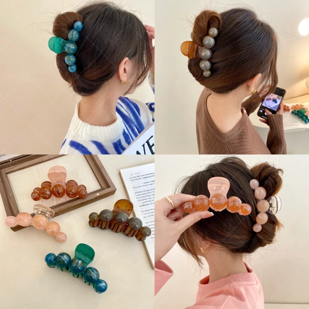 定制版渐变星球鲨鱼抓夹高级感发夹后脑勺优雅盘发