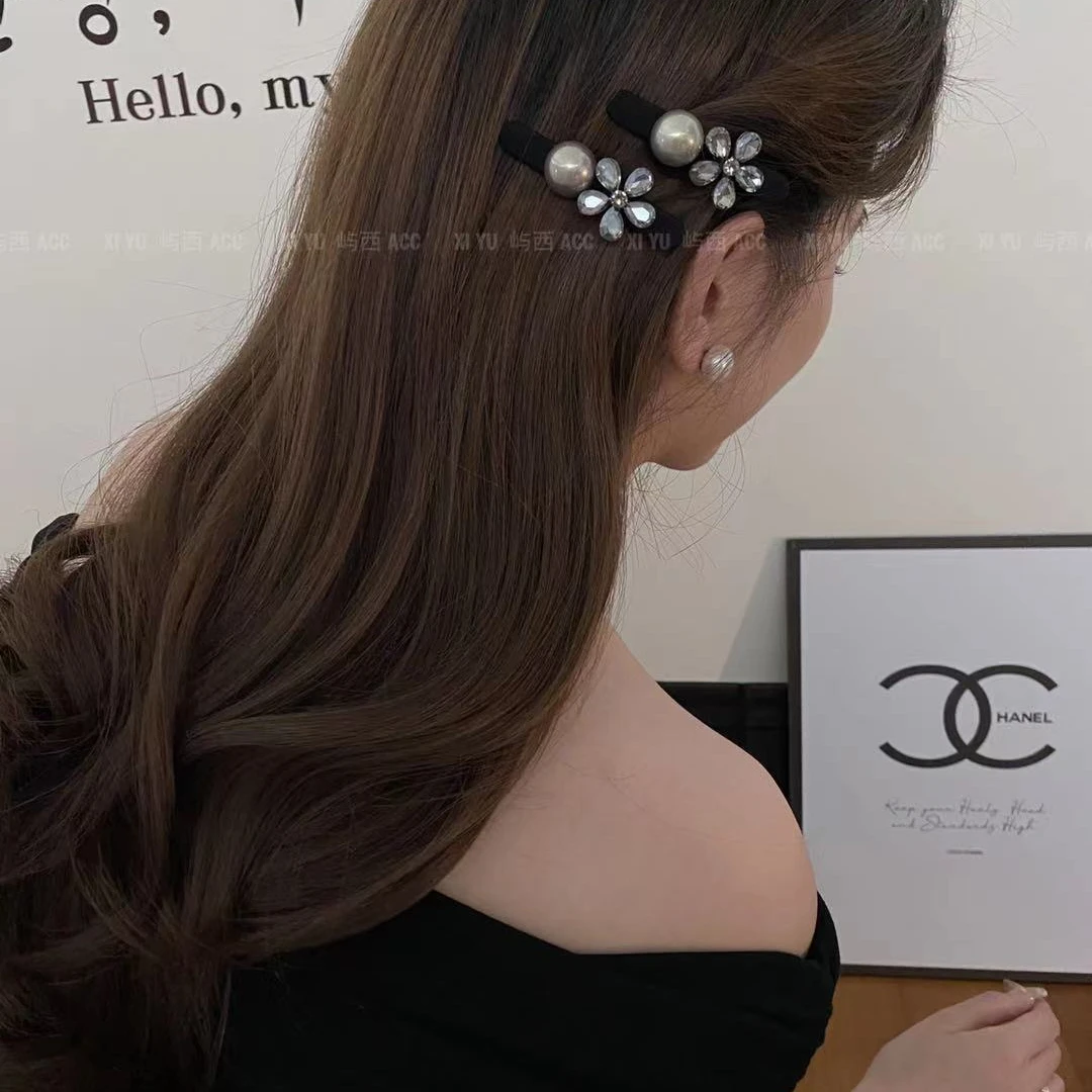 高级感精致闪钻花朵刘海侧边夹女气质优雅前额夹2024新款发卡发饰