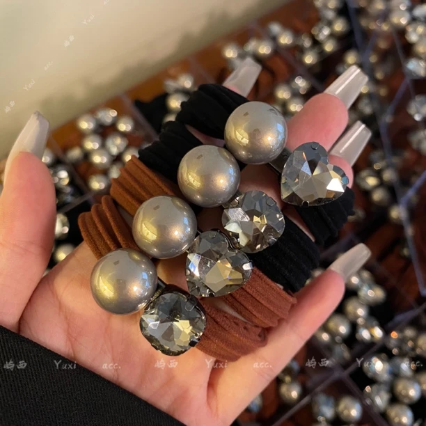 <屿西>精致简约闪钻发圈高弹力无接缝马尾扎头绳轻奢复古发绳