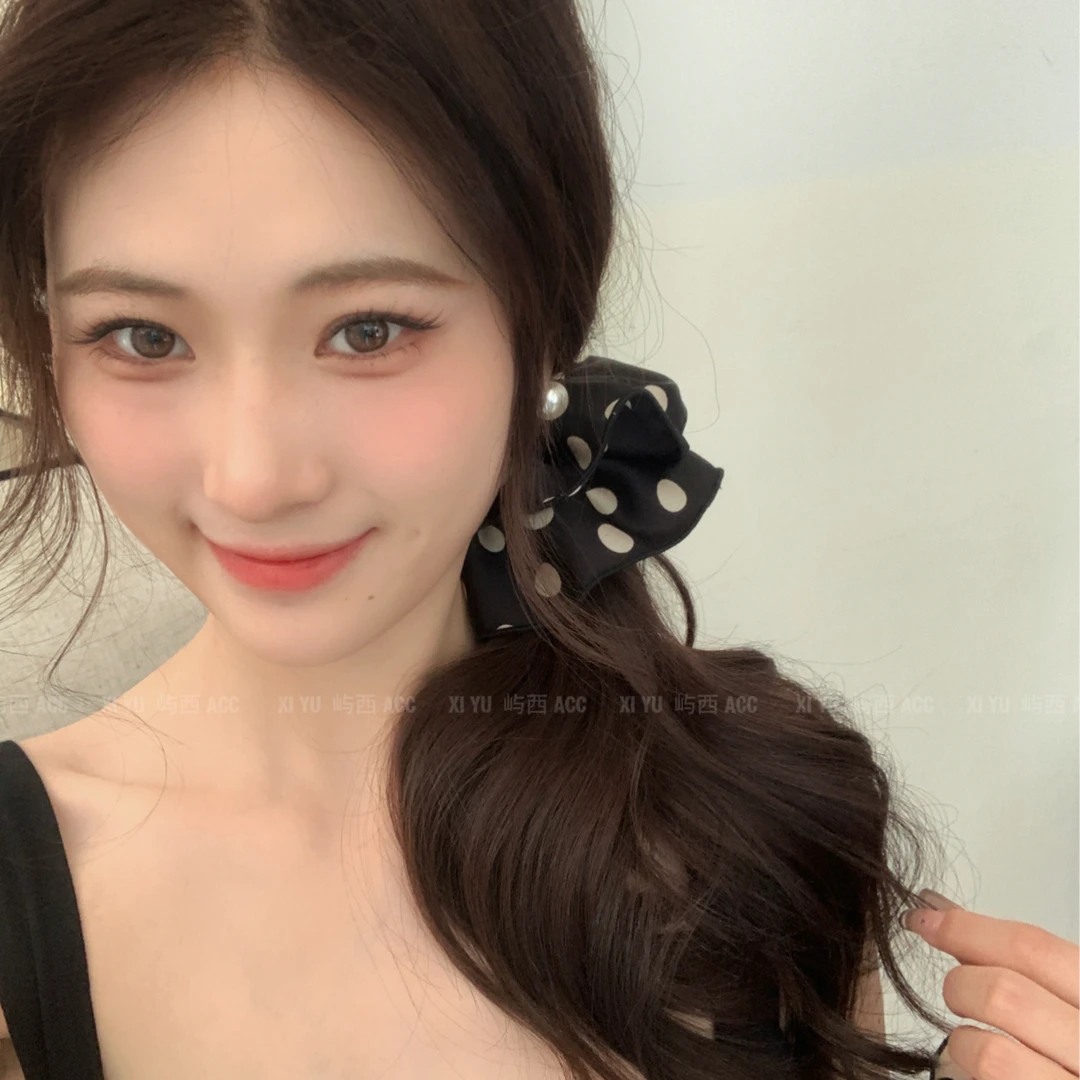 森系气质波点大肠发圈女高级感超大号2025新款韩系小香风轻奢发饰