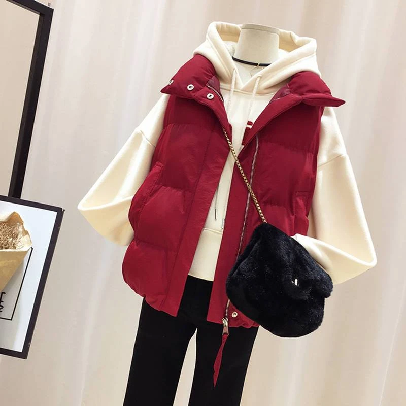 羽绒棉服马甲女2023春冬新款胖妹妹宽松外穿羽绒棉马夹时尚棉坎肩