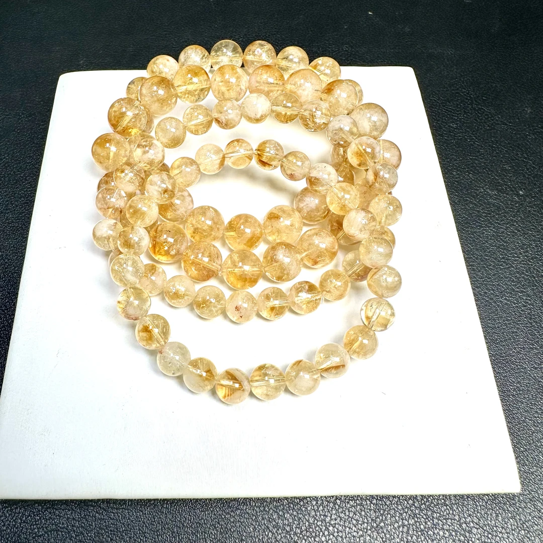 高亮头货黄水晶蜂蜜色手串（多样性发一）天然杂裂矿点完美主义慎拍